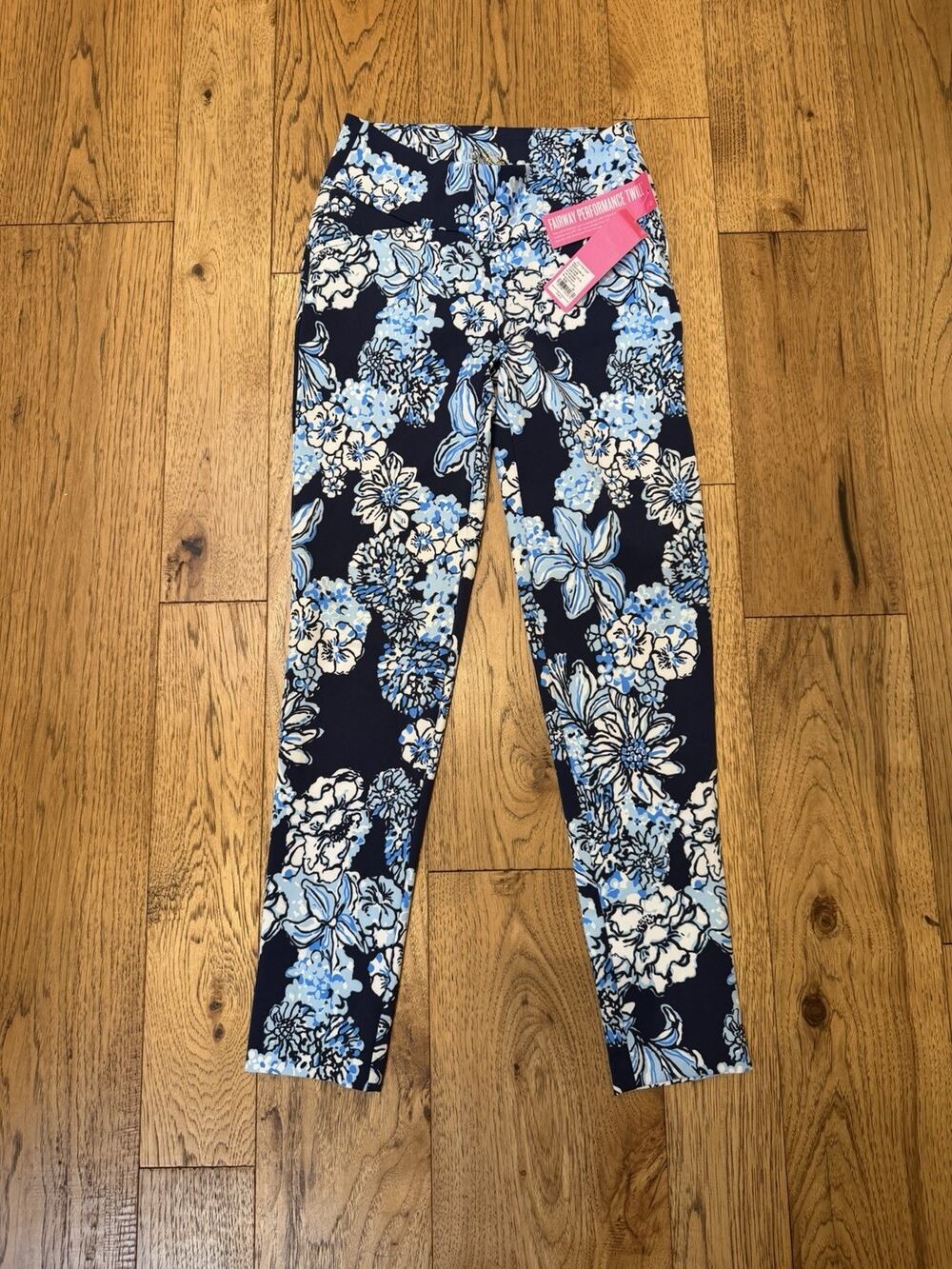 Lilly Pulitzer Luxletic Corso Pants 00 Low Tide Navy Bouquet Golf NWT UPF 50+